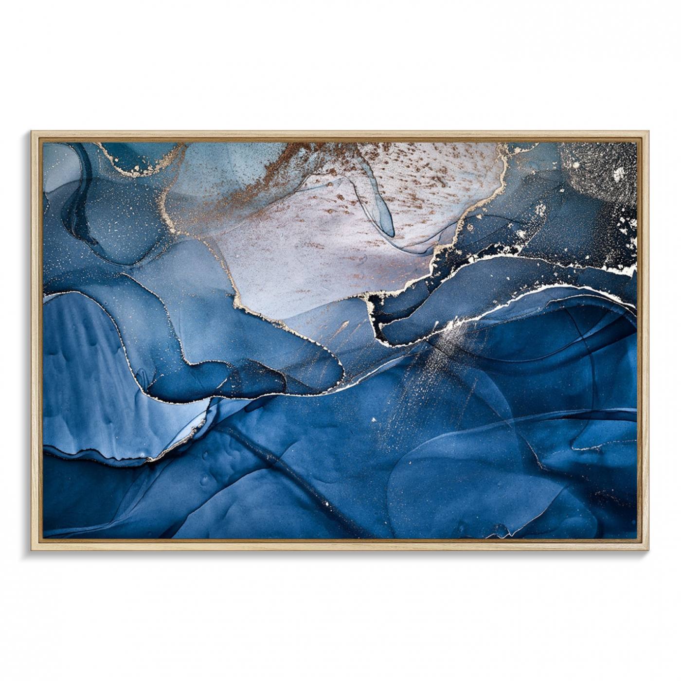 Navy Blue Canvas Art Abstract Print – Elegant Triptych Modern Art Print – Contemporary Decor for Living Room or Office – Ready to Hang