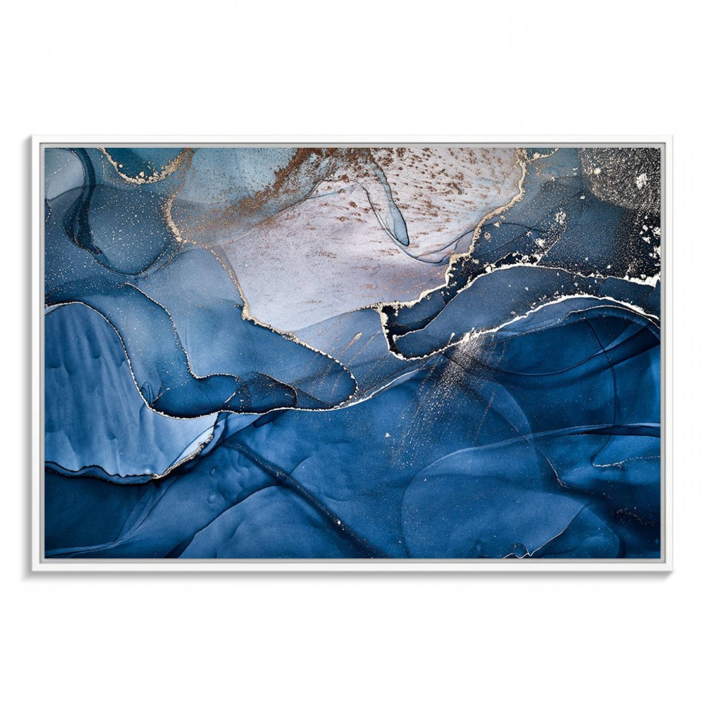 Navy Blue Canvas Art Abstract Print – Elegant Triptych Modern Art Print – Contemporary Decor for Living Room or Office – Ready to Hang
