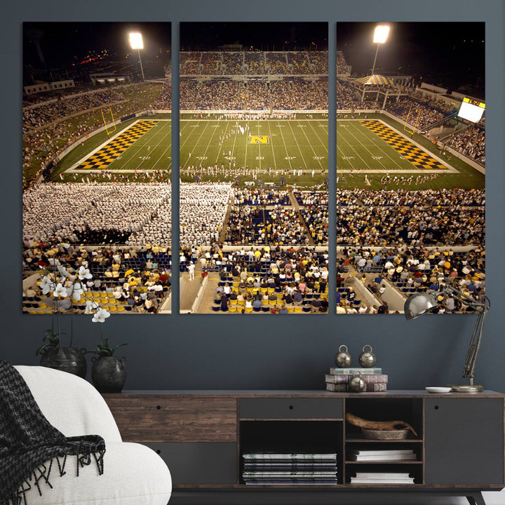Navy Midshipmen Football Team Print - Navy Marine Corps Memorial Stadium Art Canvas Print