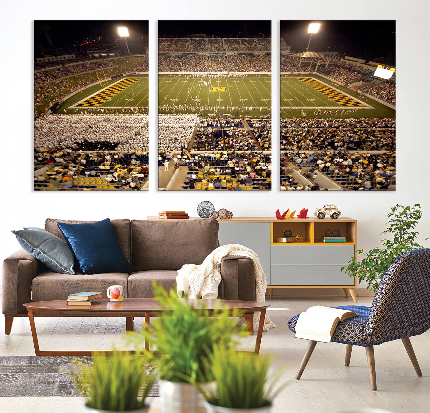 79918-MGV-CV-36X24-Navy Midshipmen Football Team Print – Marine Corps Memorial Stadium Canvas Wall Art for Home, Office, Living Room