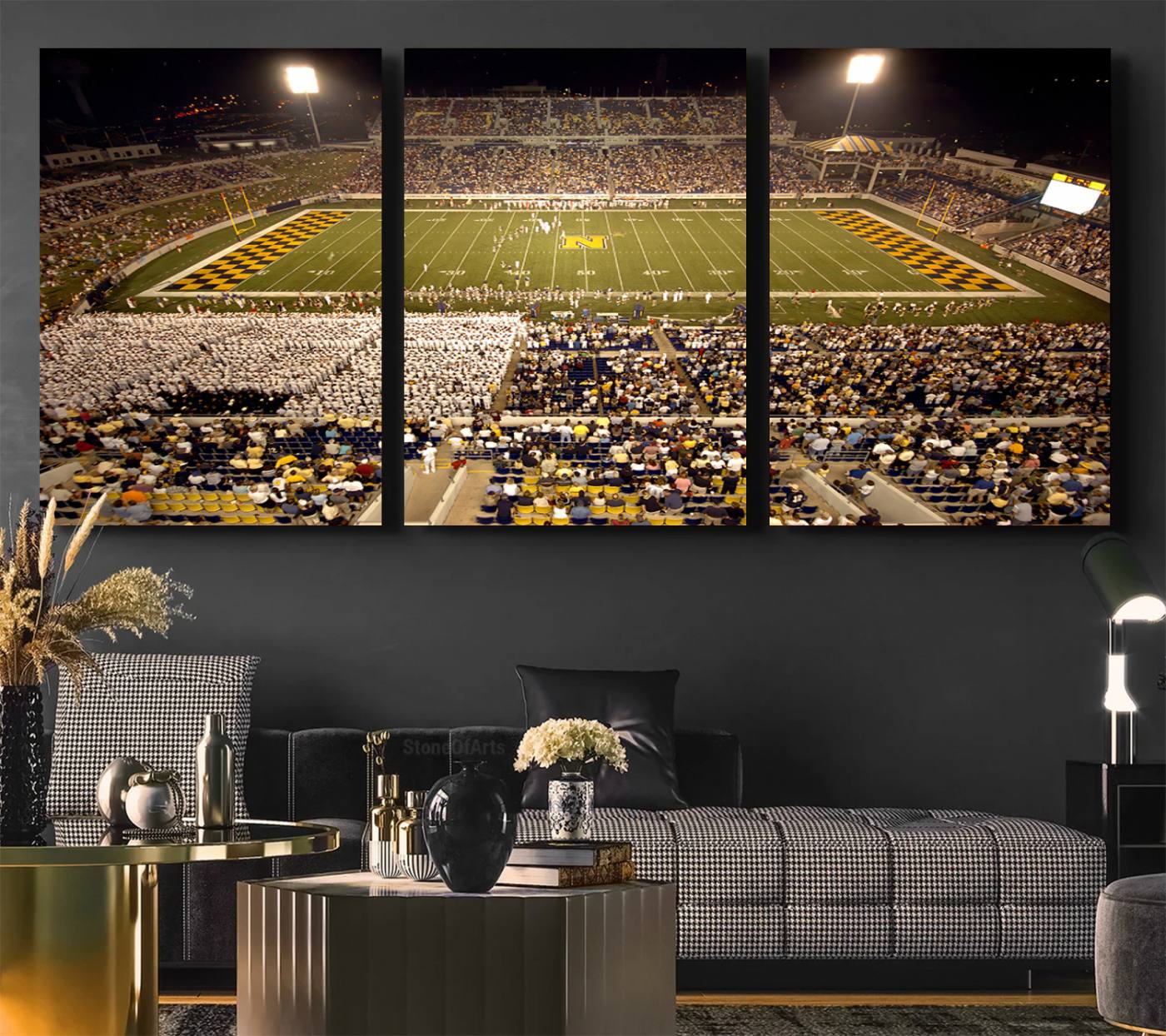 79918-MGV-CV-36X24-Navy Midshipmen Football Team Print – Marine Corps Memorial Stadium Canvas Wall Art for Home, Office, Living Room