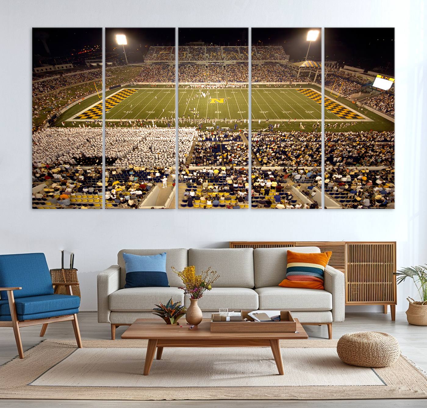 79918-MGV-CV-36X24-Navy Midshipmen Football Team Print – Marine Corps Memorial Stadium Canvas Wall Art for Home, Office, Living Room