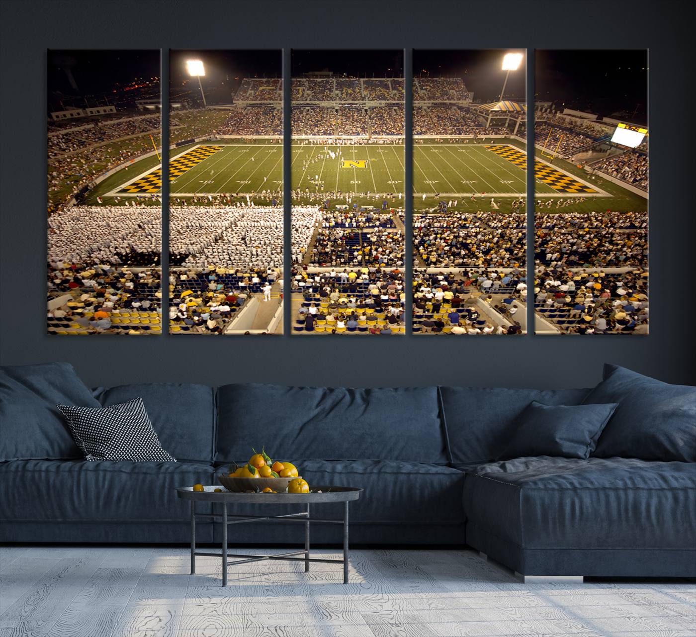 79918-MGV-CV-36X24-Navy Midshipmen Football Team Print – Marine Corps Memorial Stadium Canvas Wall Art for Home, Office, Living Room