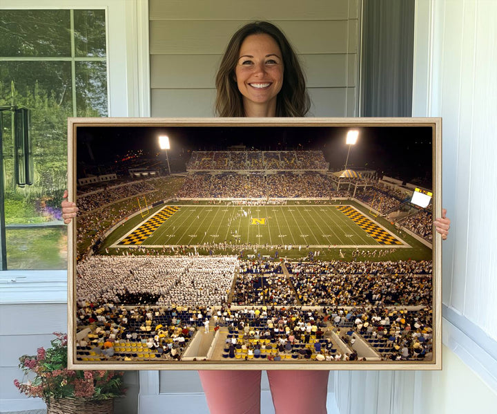 79918-MGV-CV-36X24-Navy Midshipmen Football Team Print - Navy Marine Corps Memorial Stadium Art Canvas Print