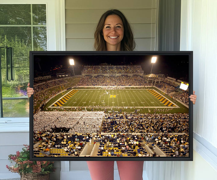 79918-MGV-CV-36X24-Navy Midshipmen Football Team Print - Navy Marine Corps Memorial Stadium Art Canvas Print