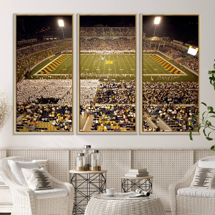 79918-MGV-CV-36X24-Navy Midshipmen Football Team Print - Navy Marine Corps Memorial Stadium Art Canvas Print