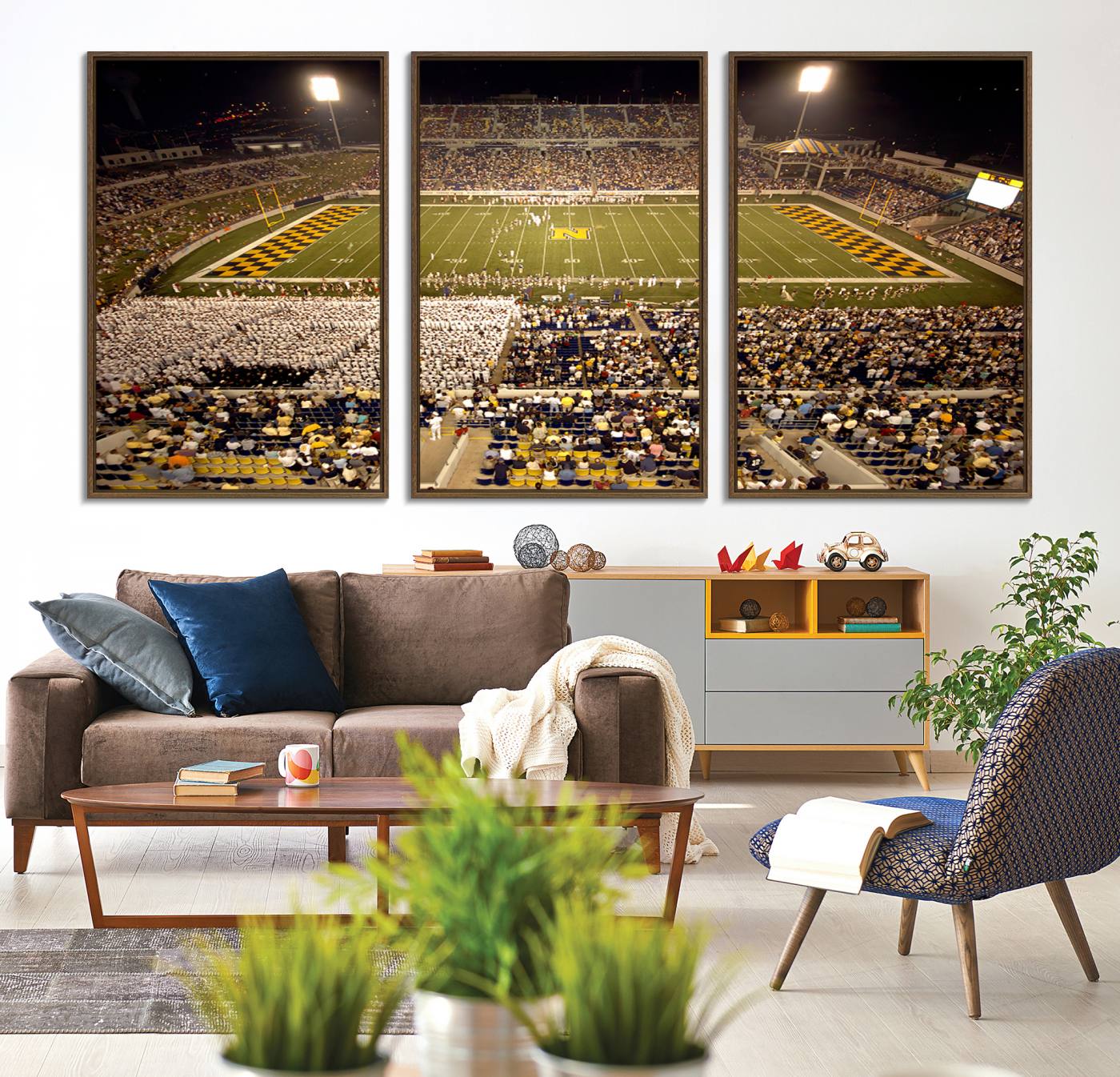 79918-MGV-CV-36X24-Navy Midshipmen Football Team Print – Marine Corps Memorial Stadium Canvas Wall Art for Home, Office, Living Room
