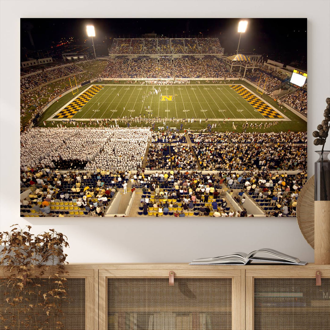 Navy Midshipmen Football Team Print - Navy Marine Corps Memorial Stadium Art Canvas Print
