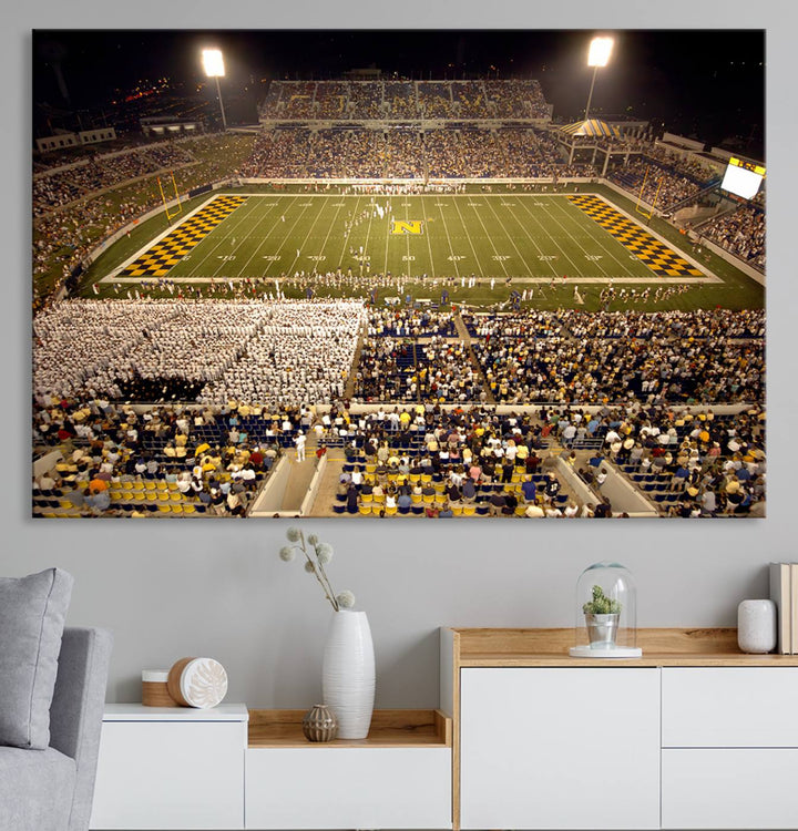 Navy Midshipmen Football Team Print - Navy Marine Corps Memorial Stadium Art Canvas Print