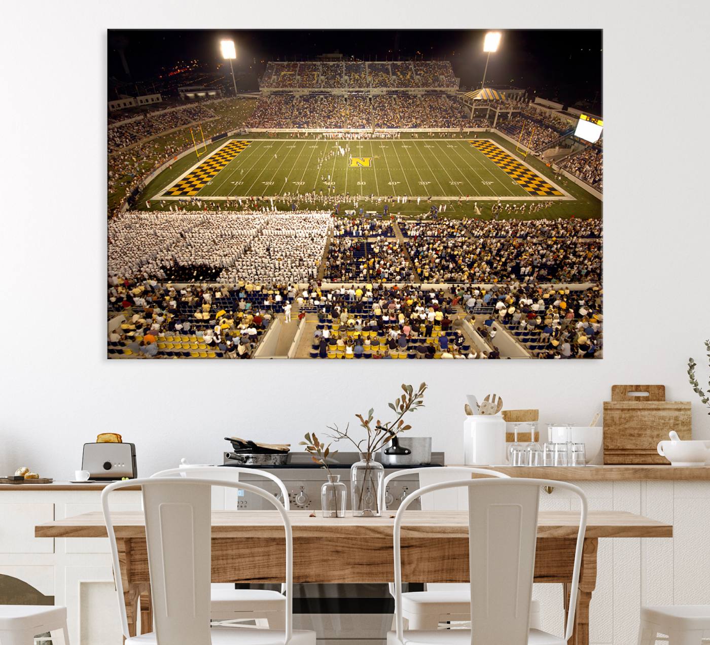 79918-MGV-CV-36X24-Navy Midshipmen Football Team Print – Marine Corps Memorial Stadium Canvas Wall Art for Home, Office, Living Room