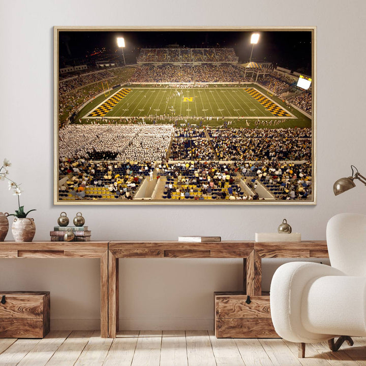79918-MGV-FC-36X24_Natural-Navy Midshipmen Football Team Print - Navy Marine Corps Memorial Stadium Art Canvas Print