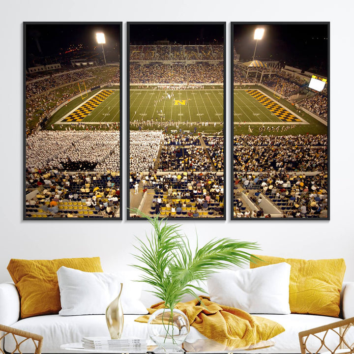 79918-MGV-FC-48X32-3P_Black-Navy Midshipmen Football Team Print - Navy Marine Corps Memorial Stadium Art Canvas Print