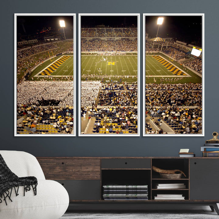 79918-MGV-FC-48X32-3P_White-Navy Midshipmen Football Team Print - Navy Marine Corps Memorial Stadium Art Canvas Print