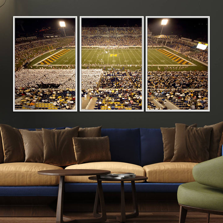 79918-MGV-FC-60X30-3P_White-Navy Midshipmen Football Team Print - Navy Marine Corps Memorial Stadium Art Canvas Print