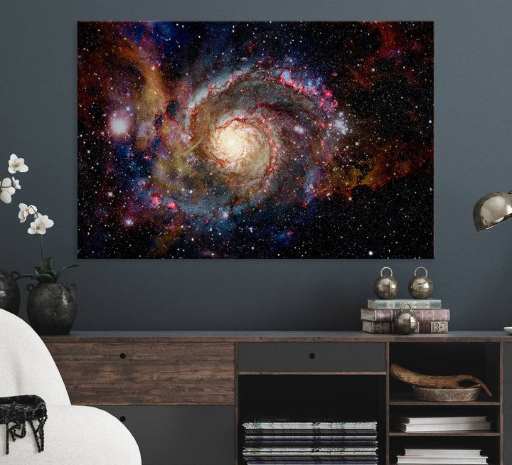 Nebula and Galaxies in Space Wall Art Canvas Print, Spiral Galaxy Wall Art Canvas Print