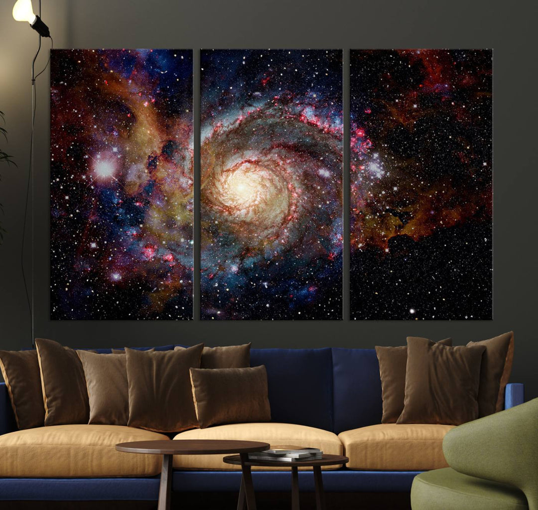 Nebula and Galaxies in Space Wall Art Canvas Print, Spiral Galaxy Wall Art Canvas Print
