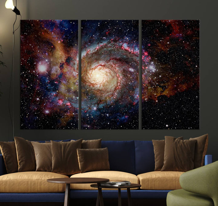 Nebula and Galaxies in Space Wall Art Canvas Print, Spiral Galaxy Wall Art Canvas Print