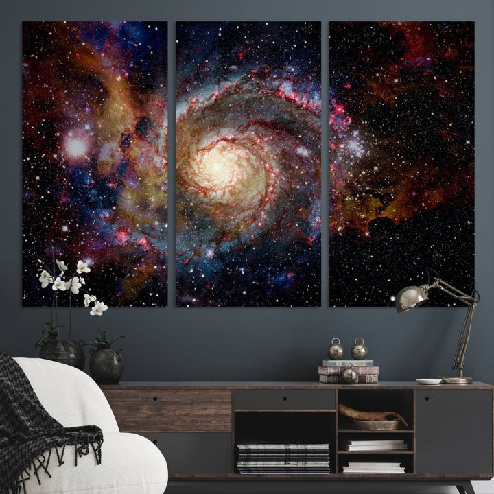 Nebula and Galaxies in Space Wall Art Canvas Print, Spiral Galaxy Wall Art Canvas Print