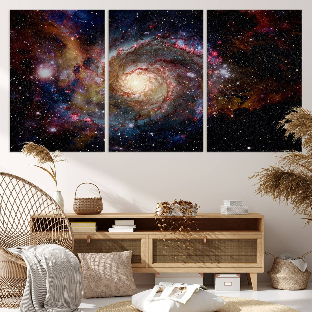 91650-MGV-CV-36X24-Nebula and Galaxies in Space Wall Art Canvas Print, Spiral Galaxy Wall Art Canvas Print