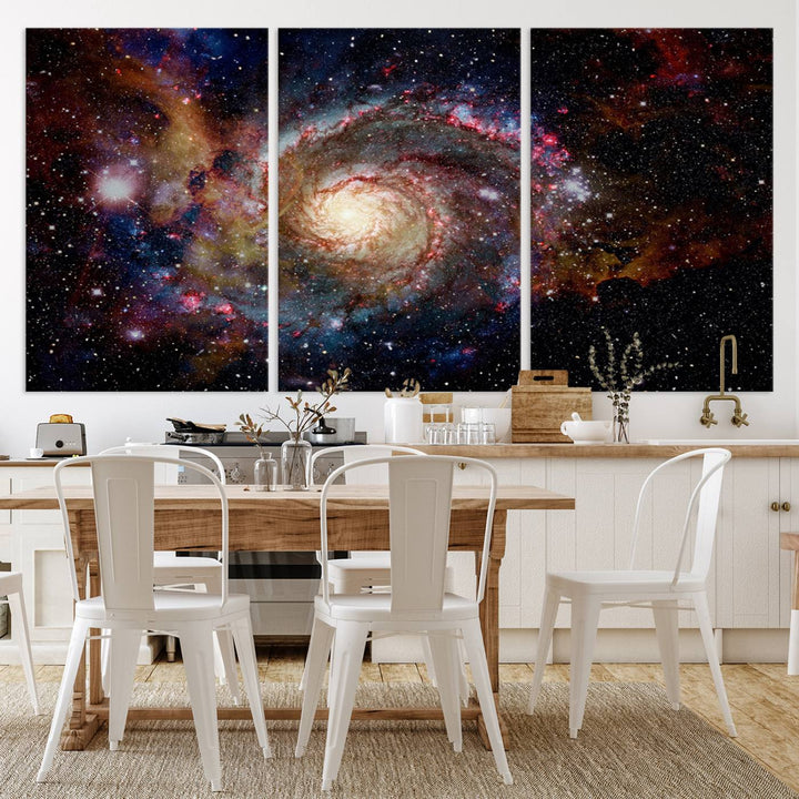 91650-MGV-CV-36X24-Nebula and Galaxies in Space Wall Art Canvas Print, Spiral Galaxy Wall Art Canvas Print