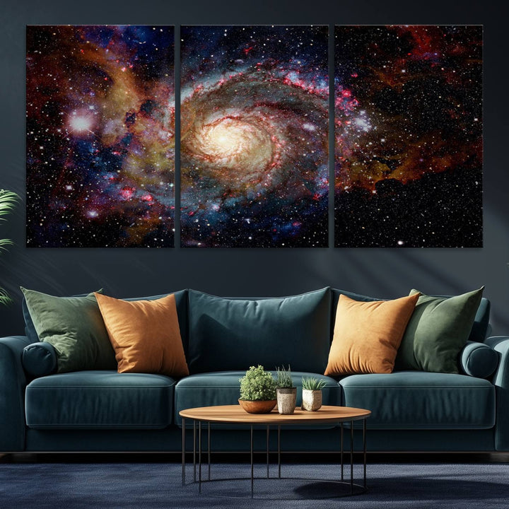 91650-MGV-CV-36X24-Nebula and Galaxies in Space Wall Art Canvas Print, Spiral Galaxy Wall Art Canvas Print