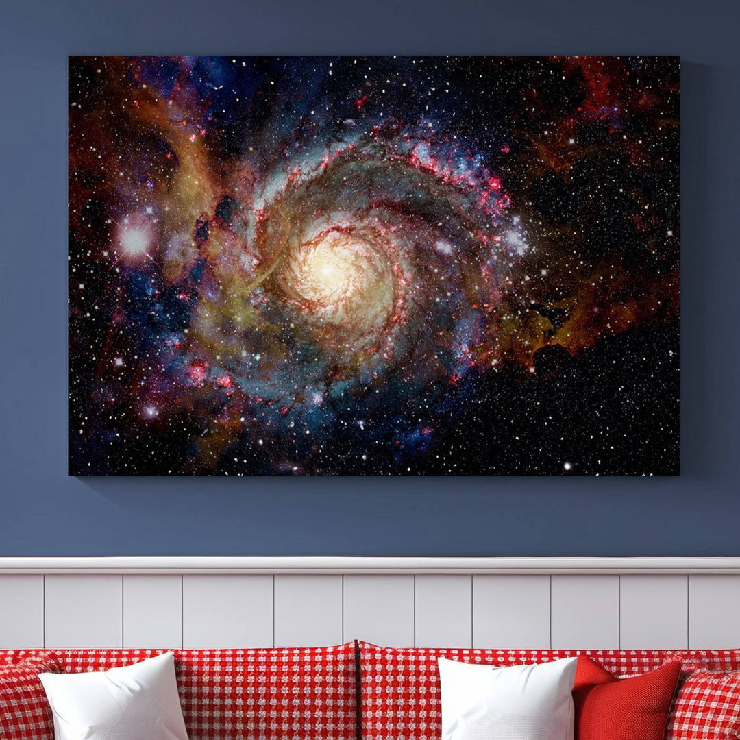Nebula and Galaxies in Space Wall Art Canvas Print, Spiral Galaxy Wall Art Canvas Print