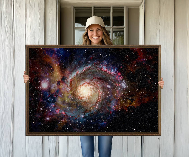91650-MGV-CV-36X24-Nebula and Galaxies in Space Wall Art Canvas Print, Spiral Galaxy Wall Art Canvas Print