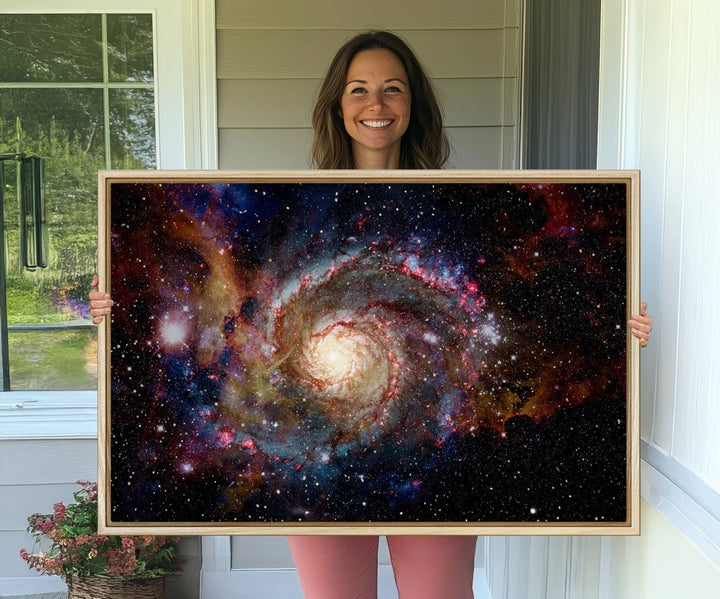 91650-MGV-CV-36X24-Nebula and Galaxies in Space Wall Art Canvas Print, Spiral Galaxy Wall Art Canvas Print