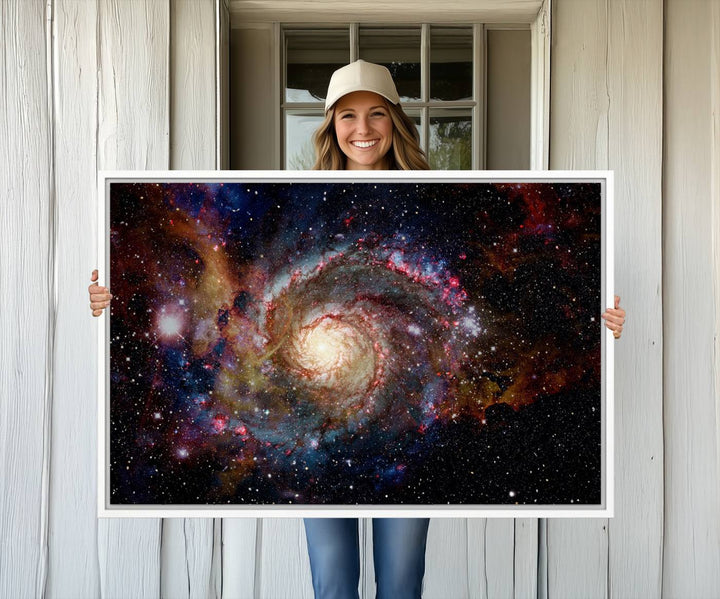 91650-MGV-CV-36X24-Nebula and Galaxies in Space Wall Art Canvas Print, Spiral Galaxy Wall Art Canvas Print