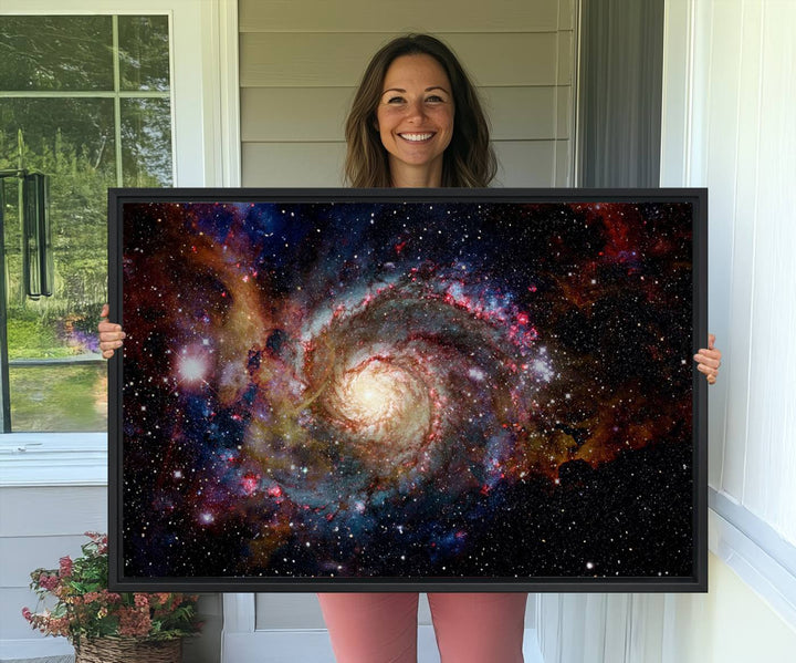 91650-MGV-CV-36X24-Nebula and Galaxies in Space Wall Art Canvas Print, Spiral Galaxy Wall Art Canvas Print