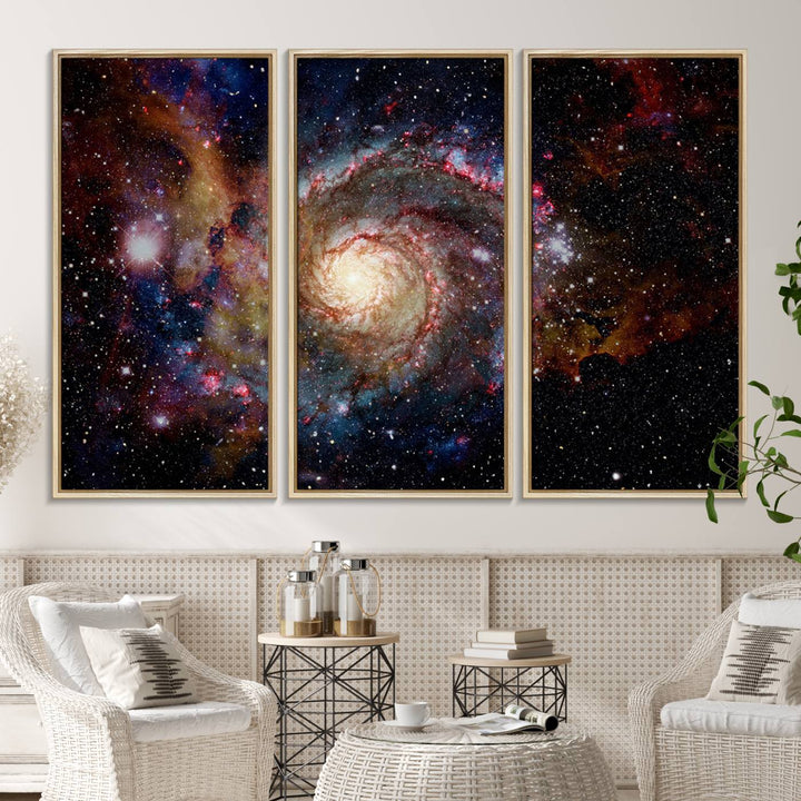 91650-MGV-CV-36X24-Nebula and Galaxies in Space Wall Art Canvas Print, Spiral Galaxy Wall Art Canvas Print
