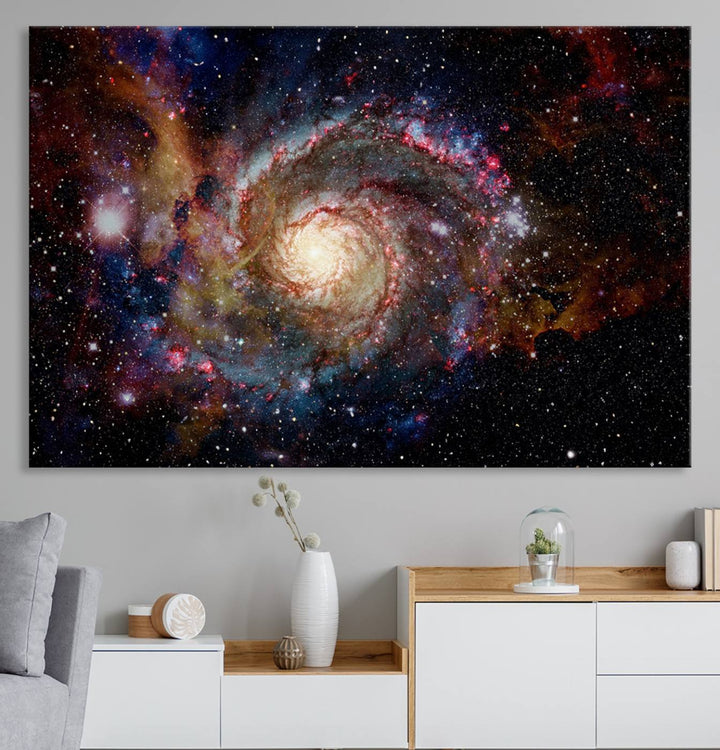 Nebula and Galaxies in Space Wall Art Canvas Print, Spiral Galaxy Wall Art Canvas Print
