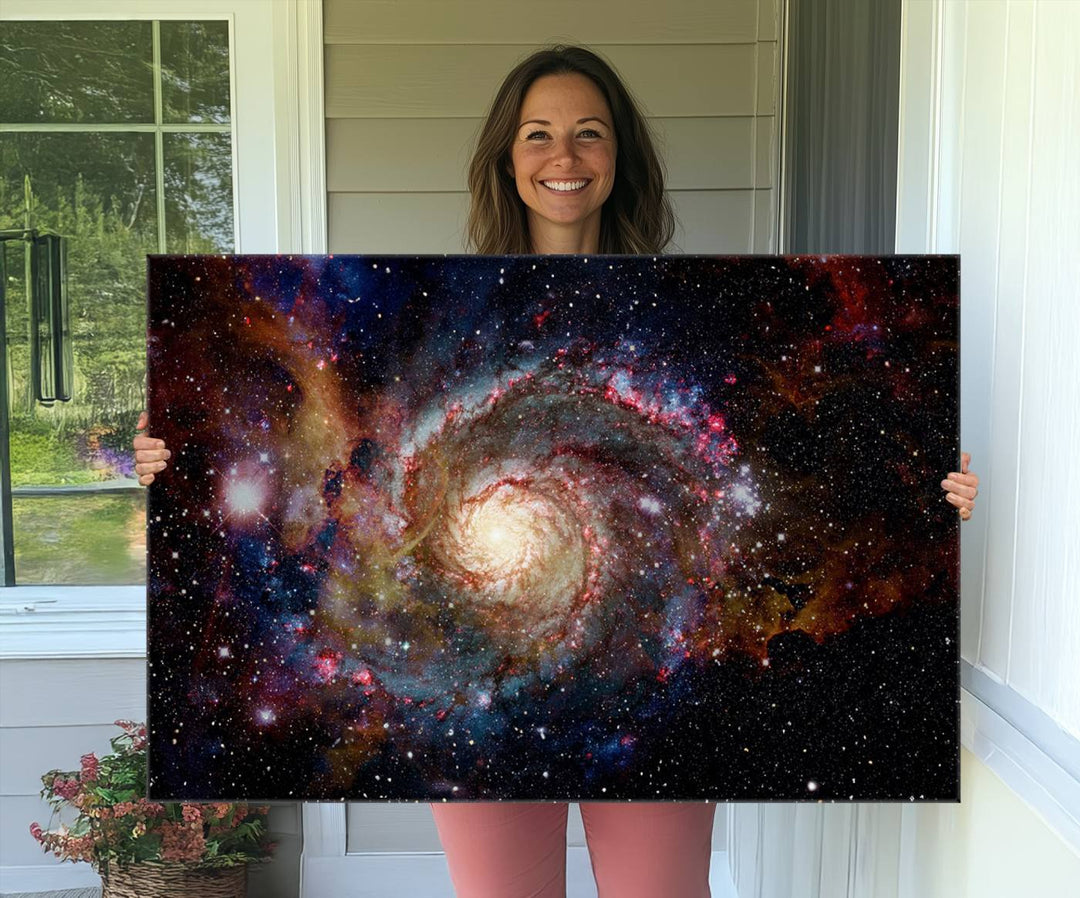 Nebula and Galaxies in Space Wall Art Canvas Print, Spiral Galaxy Wall Art Canvas Print