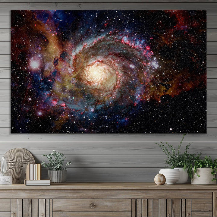 Nebula and Galaxies in Space Wall Art Canvas Print, Spiral Galaxy Wall Art Canvas Print