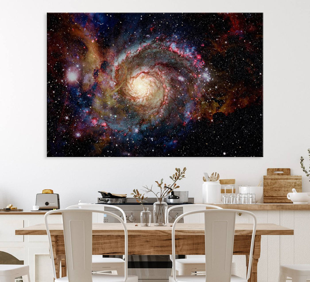 Nebula and Galaxies in Space Wall Art Canvas Print, Spiral Galaxy Wall Art Canvas Print