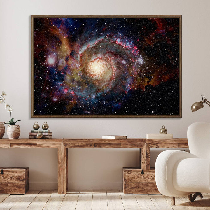 91650-MGV-FC-36X24_Walnut-Nebula and Galaxies in Space Wall Art Canvas Print, Spiral Galaxy Wall Art Canvas Print