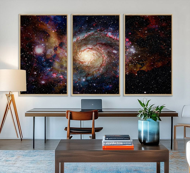 91650-MGV-FC-48X32-3P_Natural-Nebula and Galaxies in Space Wall Art Canvas Print, Spiral Galaxy Wall Art Canvas Print