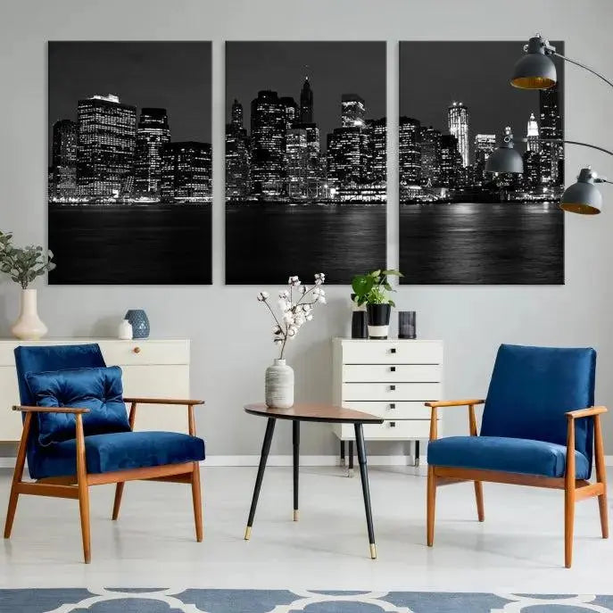 A New York Wall Art Canvas Print graces the space above, adding a touch of elegance to the room.