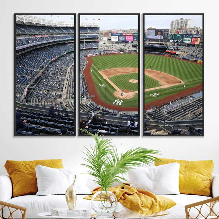 45784-MGV-FC-48X32-3P_Black-New York Yankees Baseball Team Print - Yankee Stadium Wall Art Canvas Print