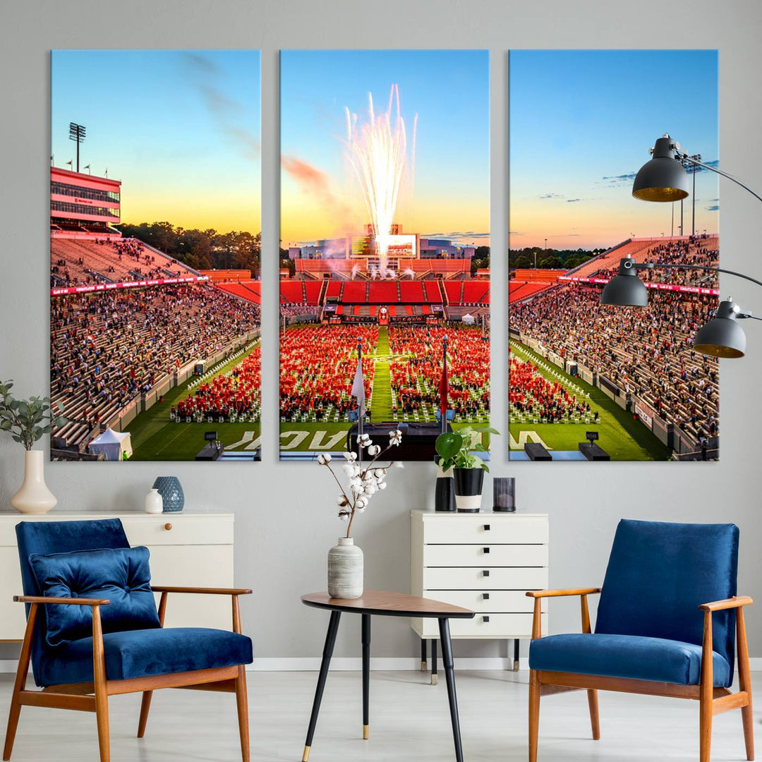 North Carolina State University Canvas Print, North Carolina State University Wolfpack Football Team Print - Raleigh Carter-Finley Stadium