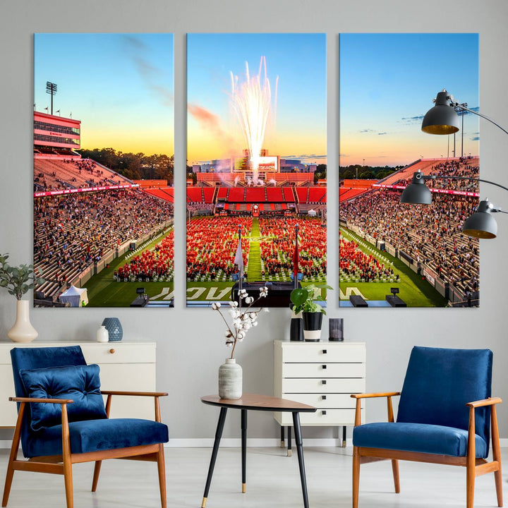 North Carolina State University Canvas Print, North Carolina State University Wolfpack Football Team Print - Raleigh Carter-Finley Stadium