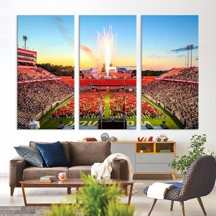 North Carolina State University Canvas Print, North Carolina State University Wolfpack Football Team Print - Raleigh Carter-Finley Stadium