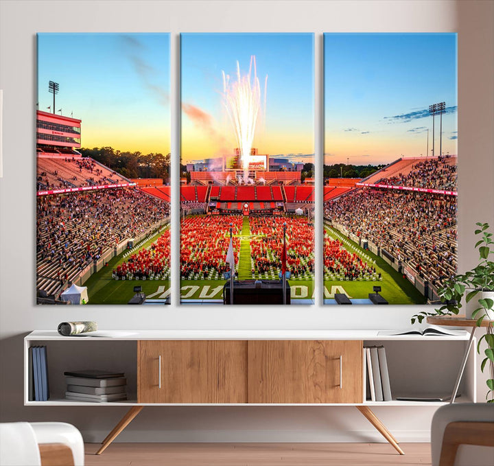 North Carolina State University Canvas Print, North Carolina State University Wolfpack Football Team Print - Raleigh Carter-Finley Stadium