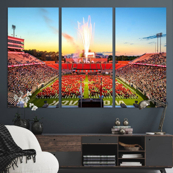 North Carolina State University Canvas Print, North Carolina State University Wolfpack Football Team Print - Raleigh Carter-Finley Stadium