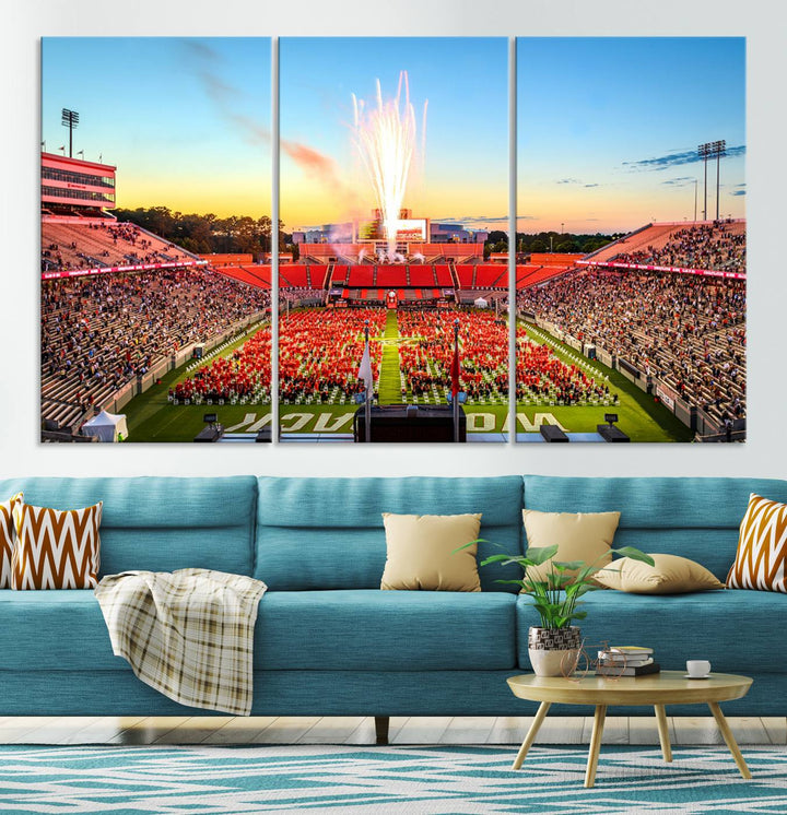 North Carolina State University Canvas Print, North Carolina State University Wolfpack Football Team Print - Raleigh Carter-Finley Stadium