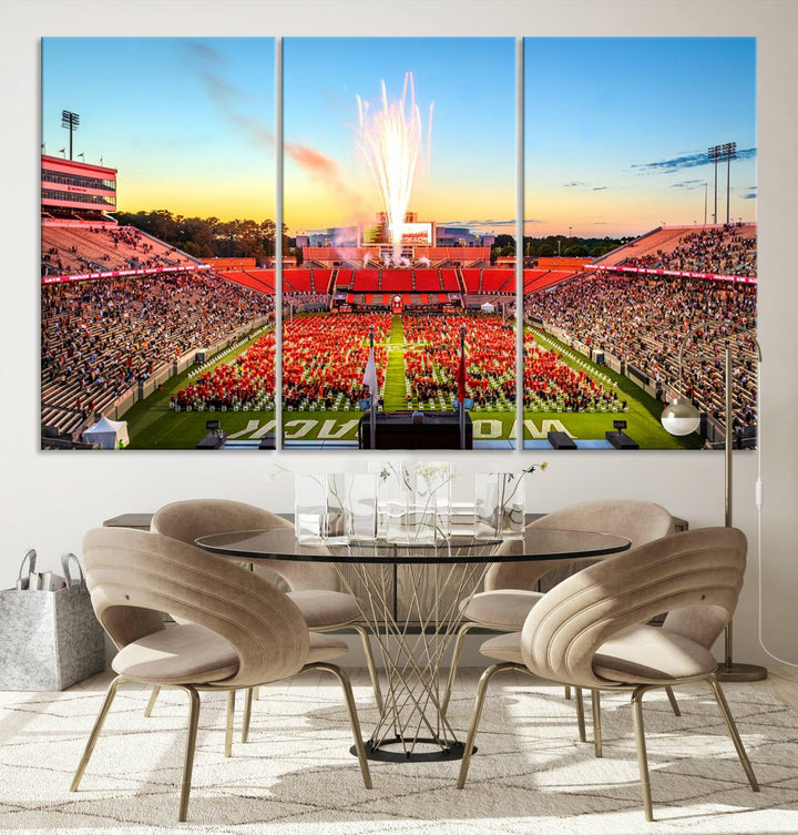 North Carolina State University Canvas Print, North Carolina State University Wolfpack Football Team Print - Raleigh Carter-Finley Stadium