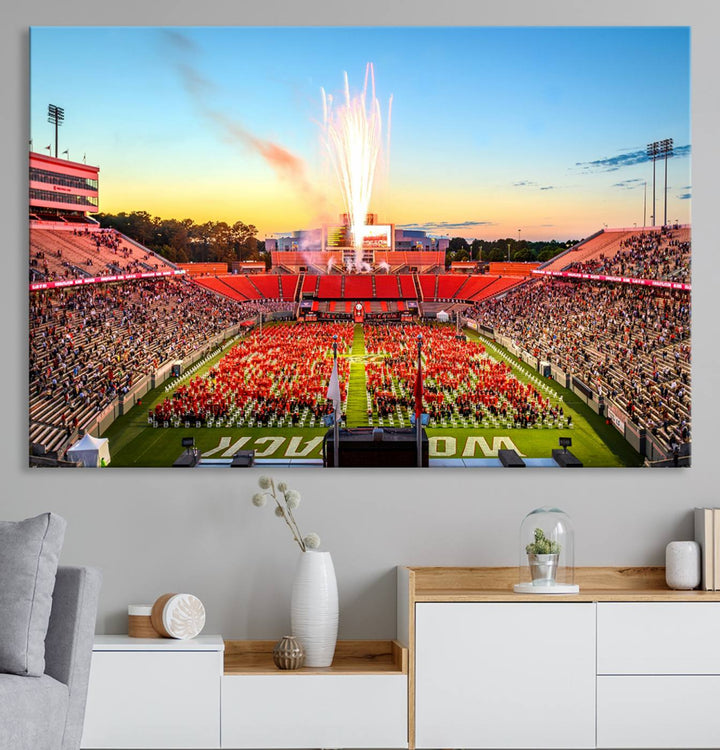 North Carolina State University Canvas Print, North Carolina State University Wolfpack Football Team Print - Raleigh Carter-Finley Stadium