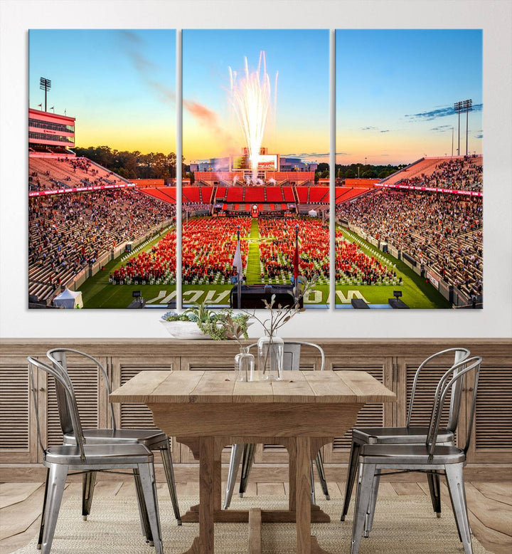 North Carolina State University Canvas Print, North Carolina State University Wolfpack Football Team Print - Raleigh Carter-Finley Stadium