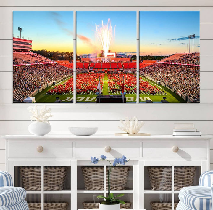 North Carolina State University Canvas Print, North Carolina State University Wolfpack Football Team Print - Raleigh Carter-Finley Stadium