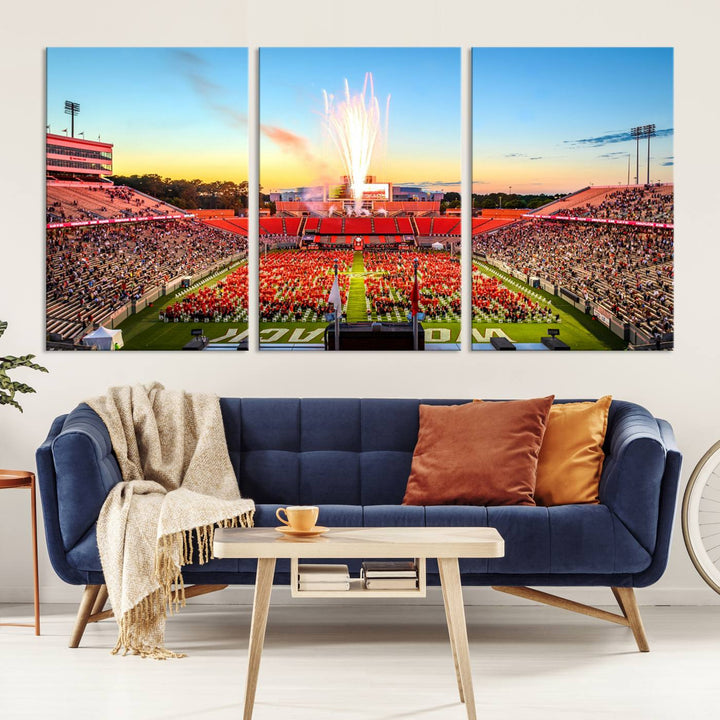 North Carolina State University Canvas Print, North Carolina State University Wolfpack Football Team Print - Raleigh Carter-Finley Stadium